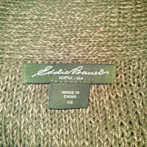Eddie Bauer Cardigan Sweater Olive Women Size XS Pockets Sleeveless Open… - Picture 4 of 6